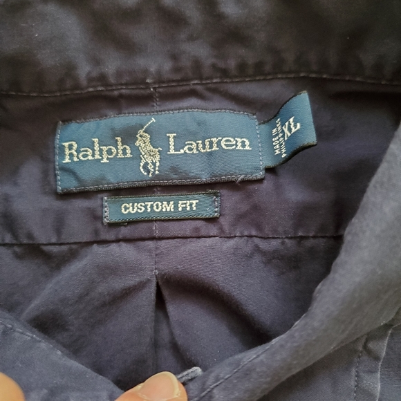 Polo Ralph Lauren Shirt Mens XL Dark Blue Custom Fit Button Up Long Sleeve - Picture 6 of 8